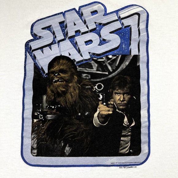 Star Wars T-Shirt Adult Medium White Han Solo Chewbacca Lucasfilm Movie Mens - Picture 3 of 11
